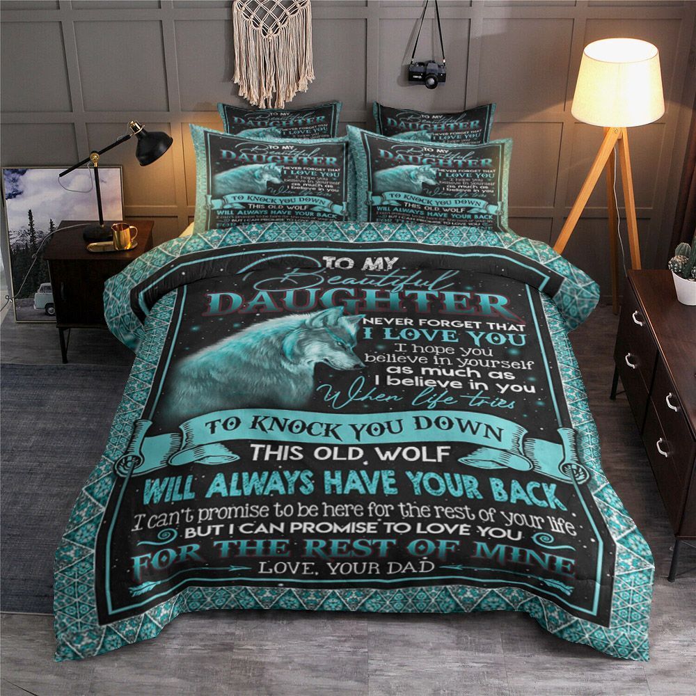 To My Daughter Wolf Bedding Set