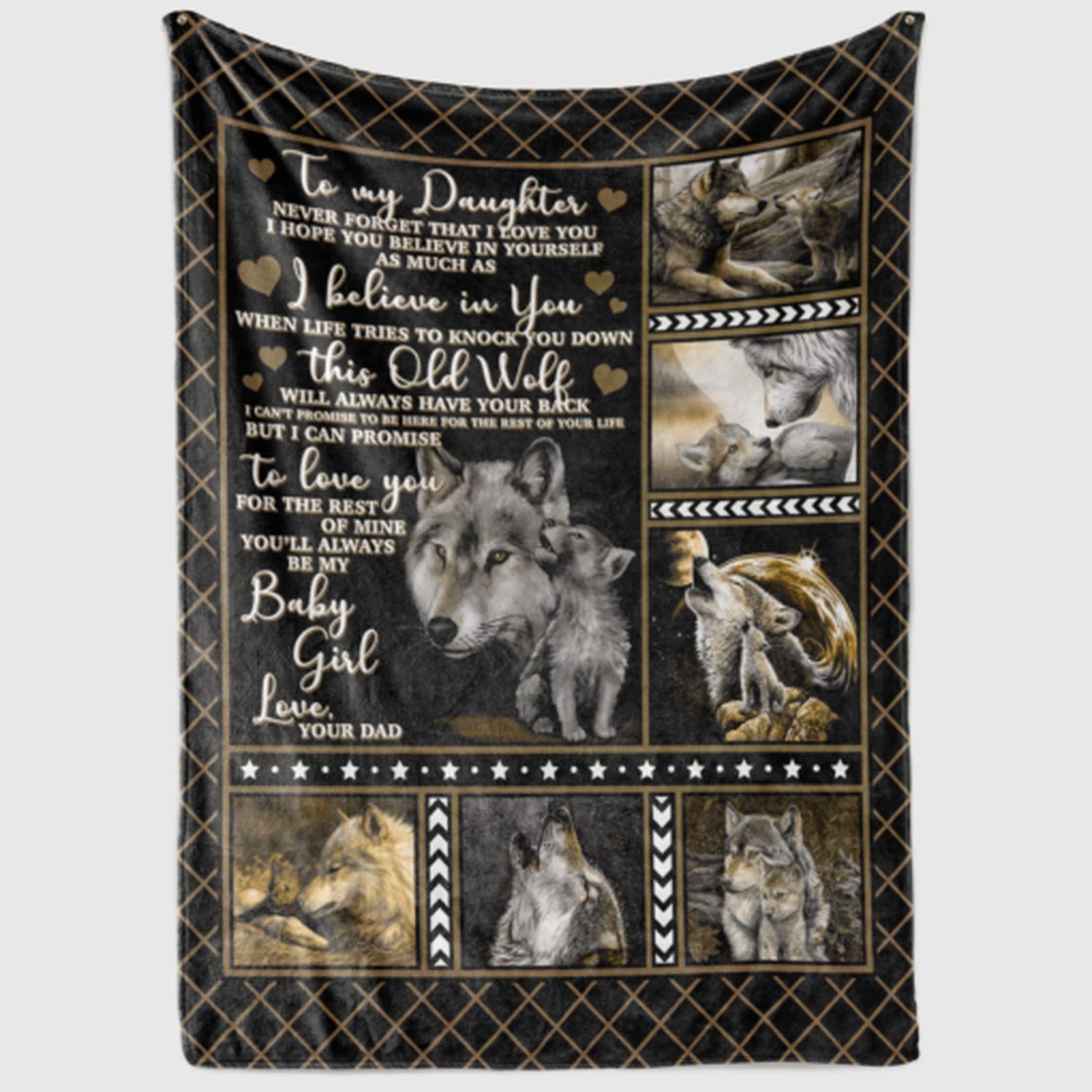 To My Daughter Wolf Sherpa Fleece Blanket