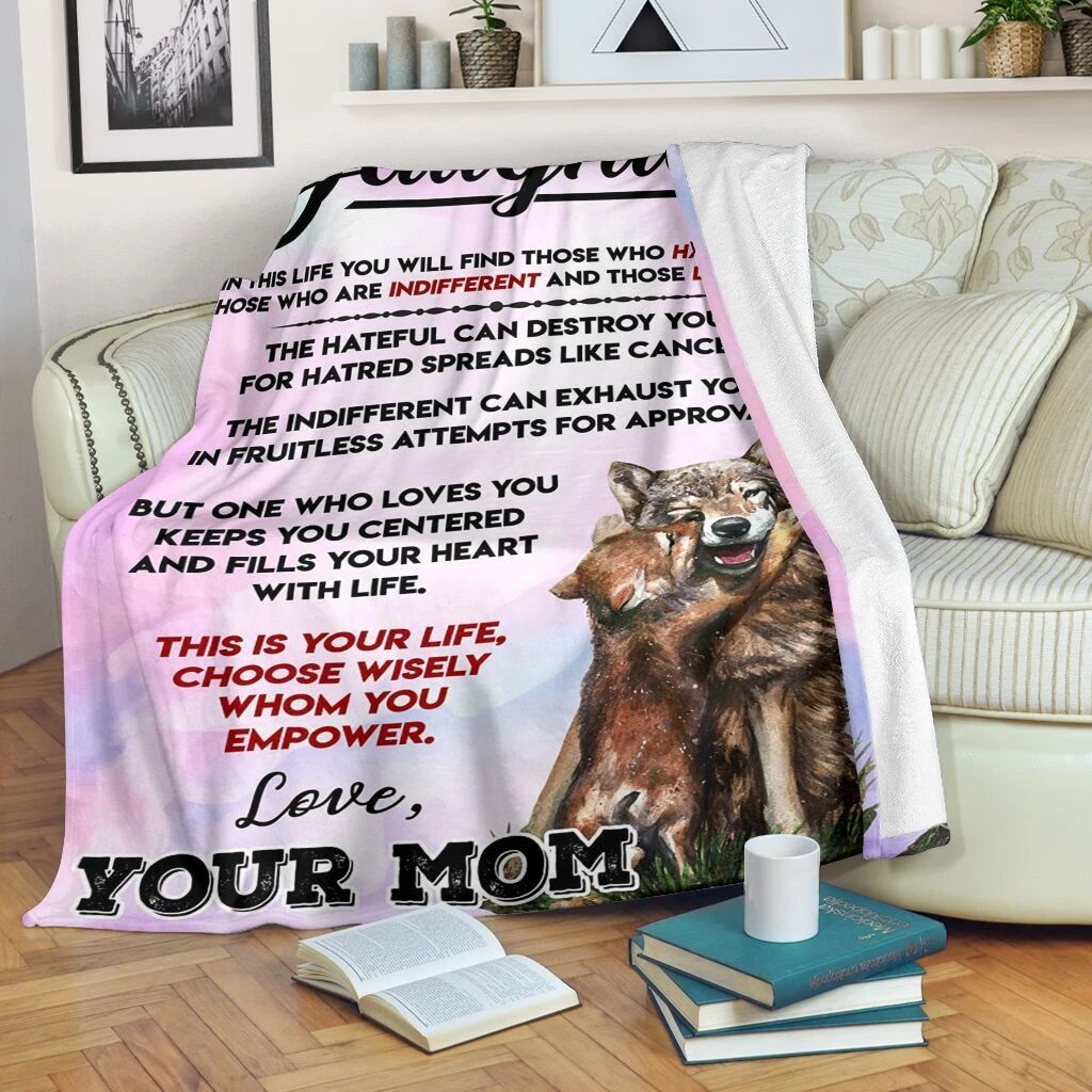 To My Daughter Wolf Sherpa Fleece Blanket