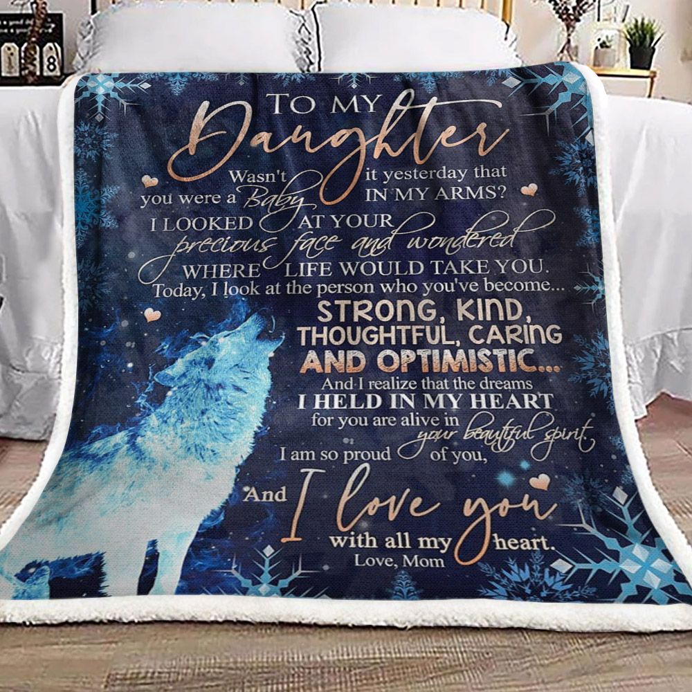 To My Daughter Wolf Sherpa Fleece Blanket