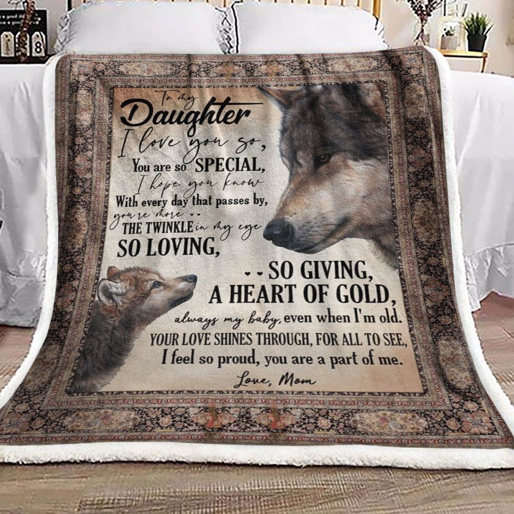 To My Daughter Wolf Sherpa Fleece Blanket