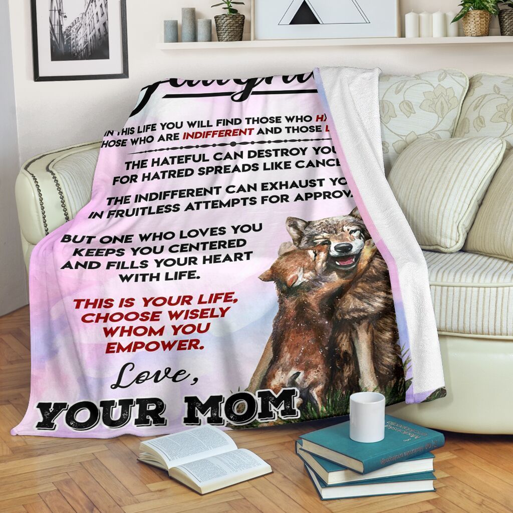 To My Daughter Wolf Sherpa Fleece Blanket