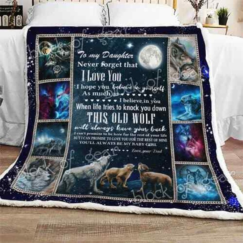To My Daughter Wolf Family Sherpa Fleece Blanket