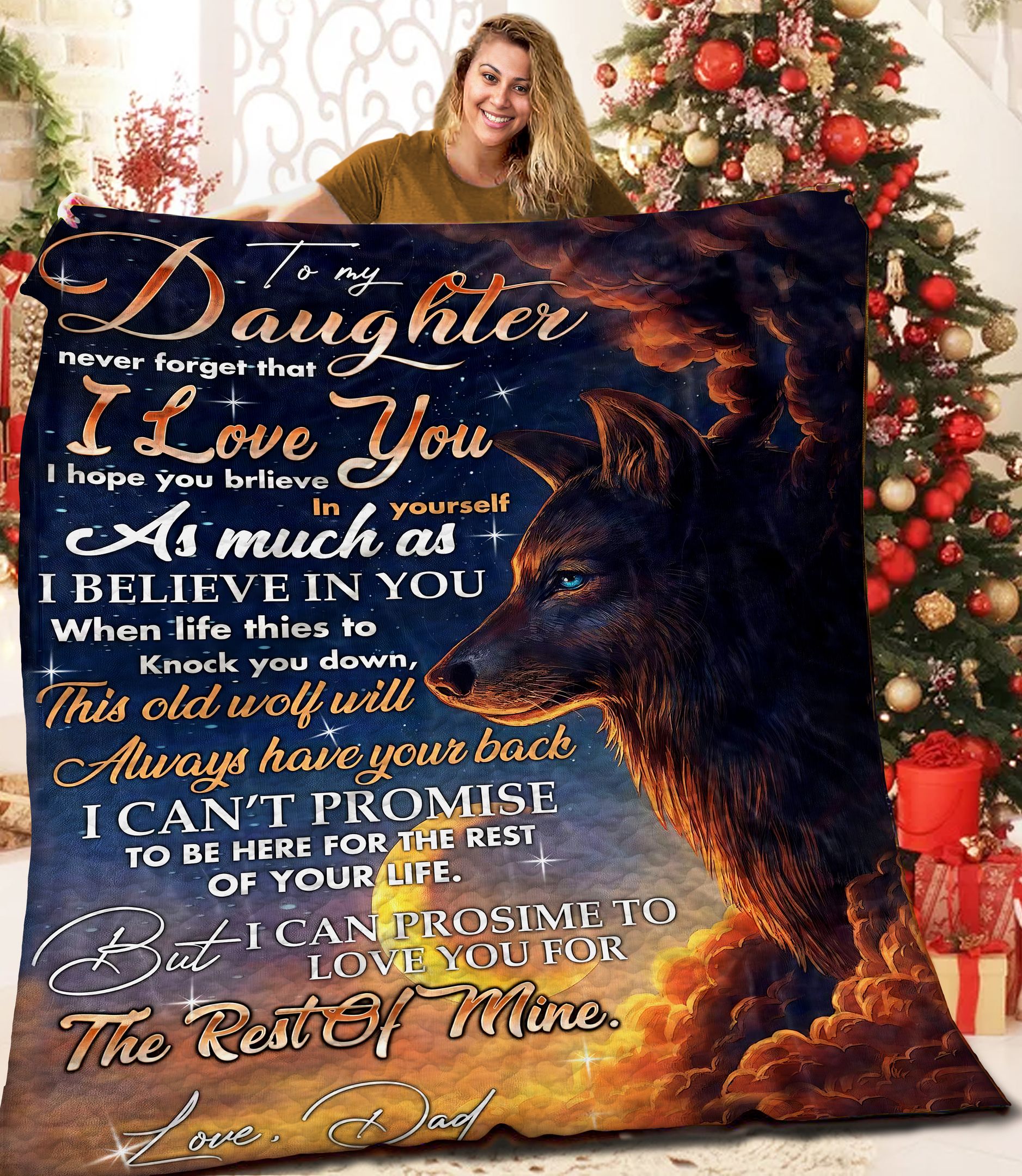 To my Daughter Wolf MMM131106MI Quilt Blanket