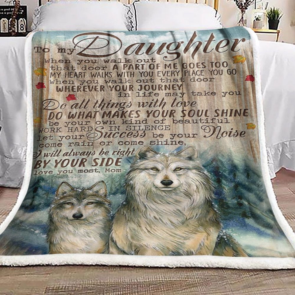 To My Daughter Wolf Sherpa Fleece Blanket