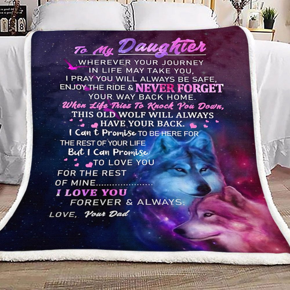 To My Daughter Wolf Sherpa Fleece Blanket