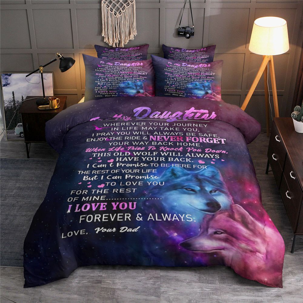 To My Daughter Wolf Bedding Set