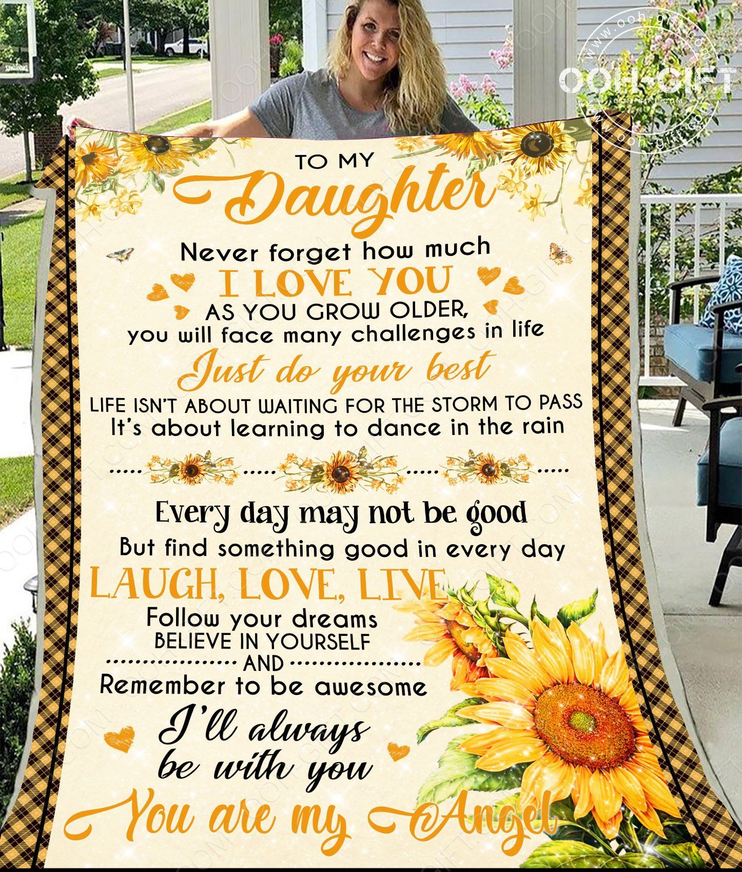 To My Daughter Yellow Sherpa Fleece Blanket