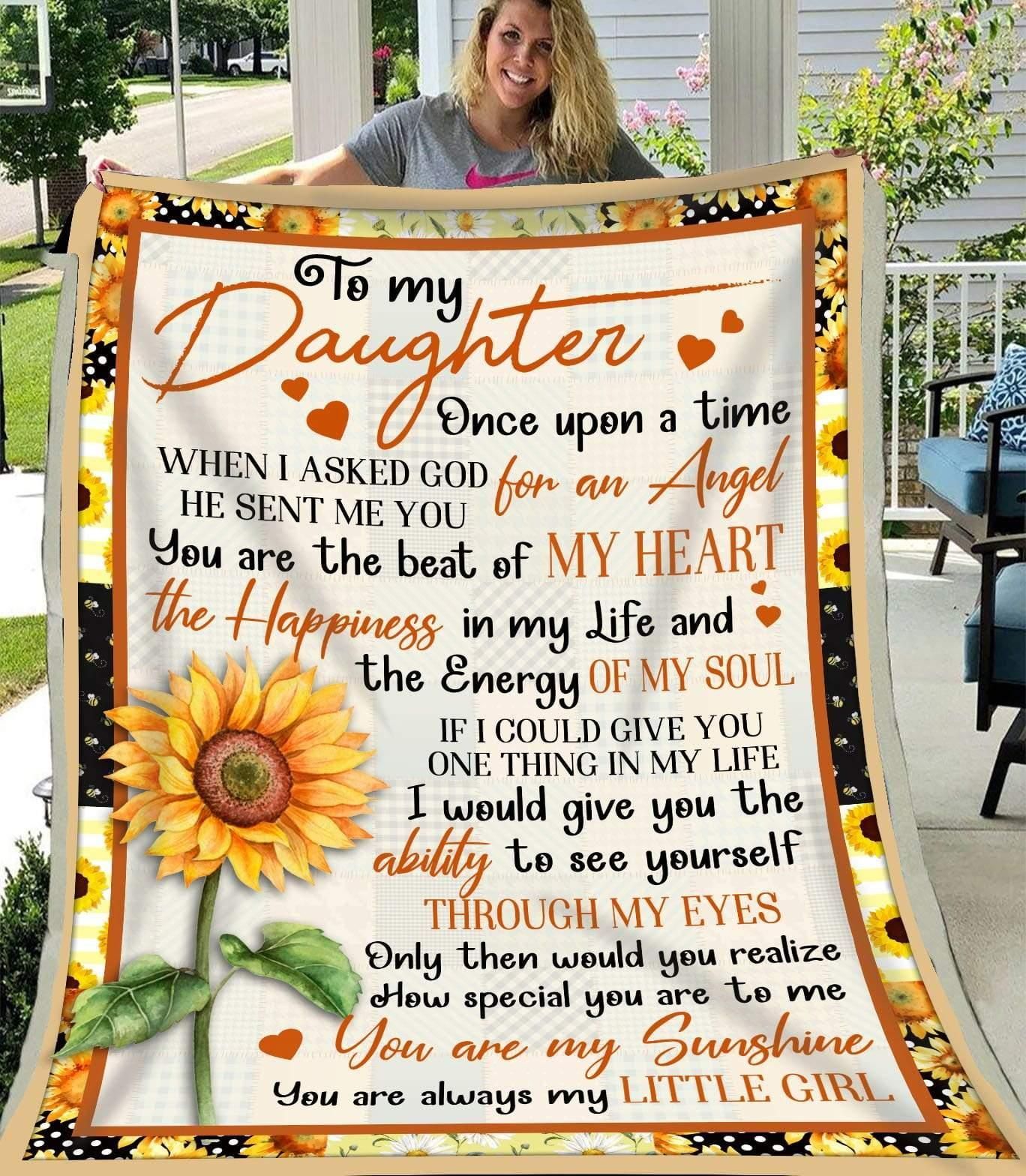 To My Daughter You Are My Sunshin Sherpa Fleece Blanket