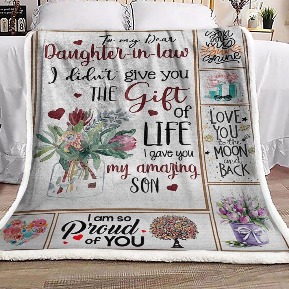 To My Dear Daughter In Law Sherpa Fleece Blanket