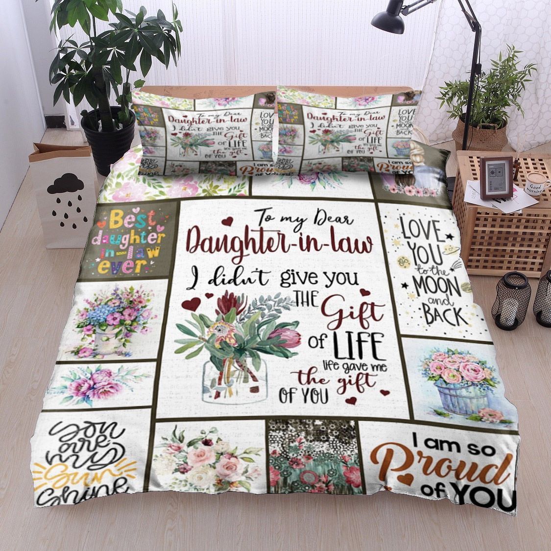 To My Dear Daughter In Law Flower Bedding Set