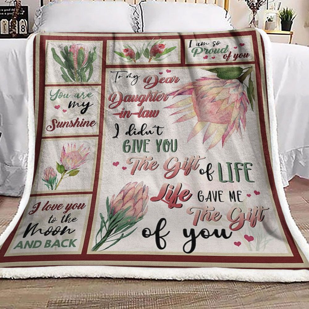 To My Dear Daughter In Law King Protea Sherpa Fleece Blanket