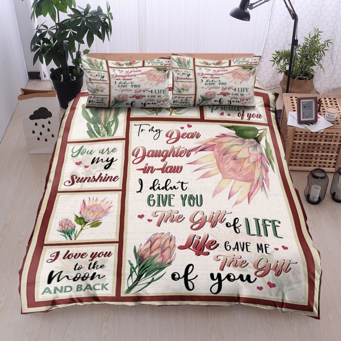 To My Dear Daughter In Law King Protea Bedding Set