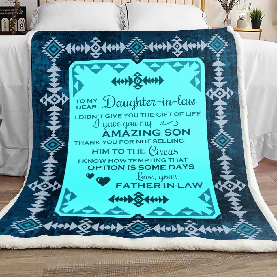 To My Dear Daughter In Law Love Your Father In Law Sherpa Fleece Blanket