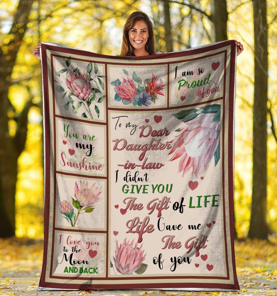To My Dear Daughter In Law Protea Cynaroides Flower Sherpa Fleece Blanket