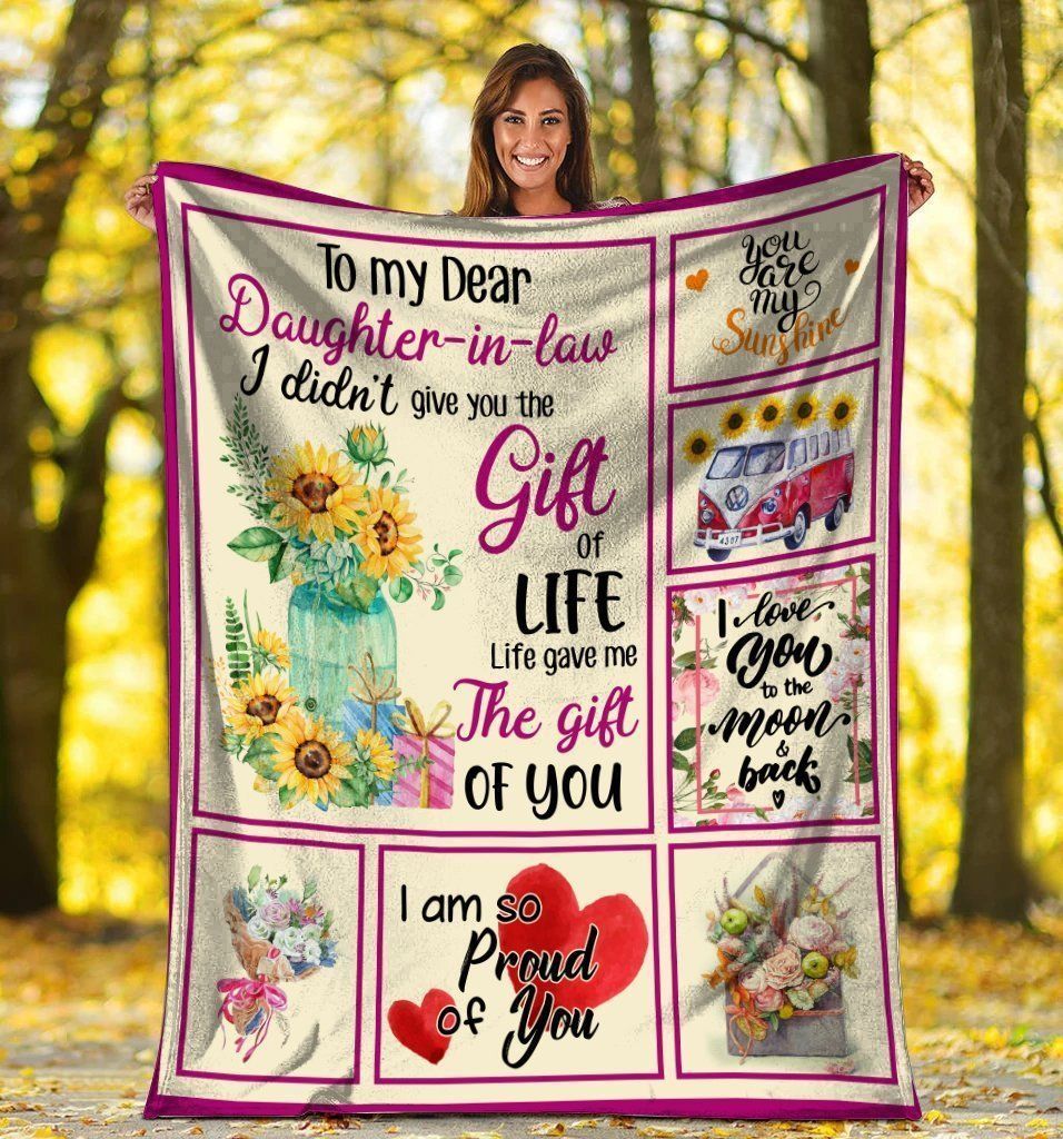 To My Dear Daughter In Law Sunflower Hippie Flower Fleece Blanket