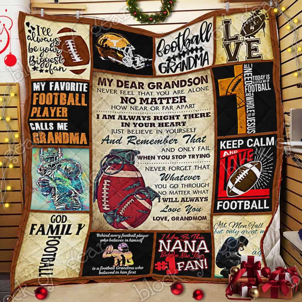 To My Dear Grandson , Football CL14100492MDQ Quilt Blanket