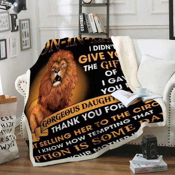 To My Dear Son In Law Lion Sherpa Fleece Blanket