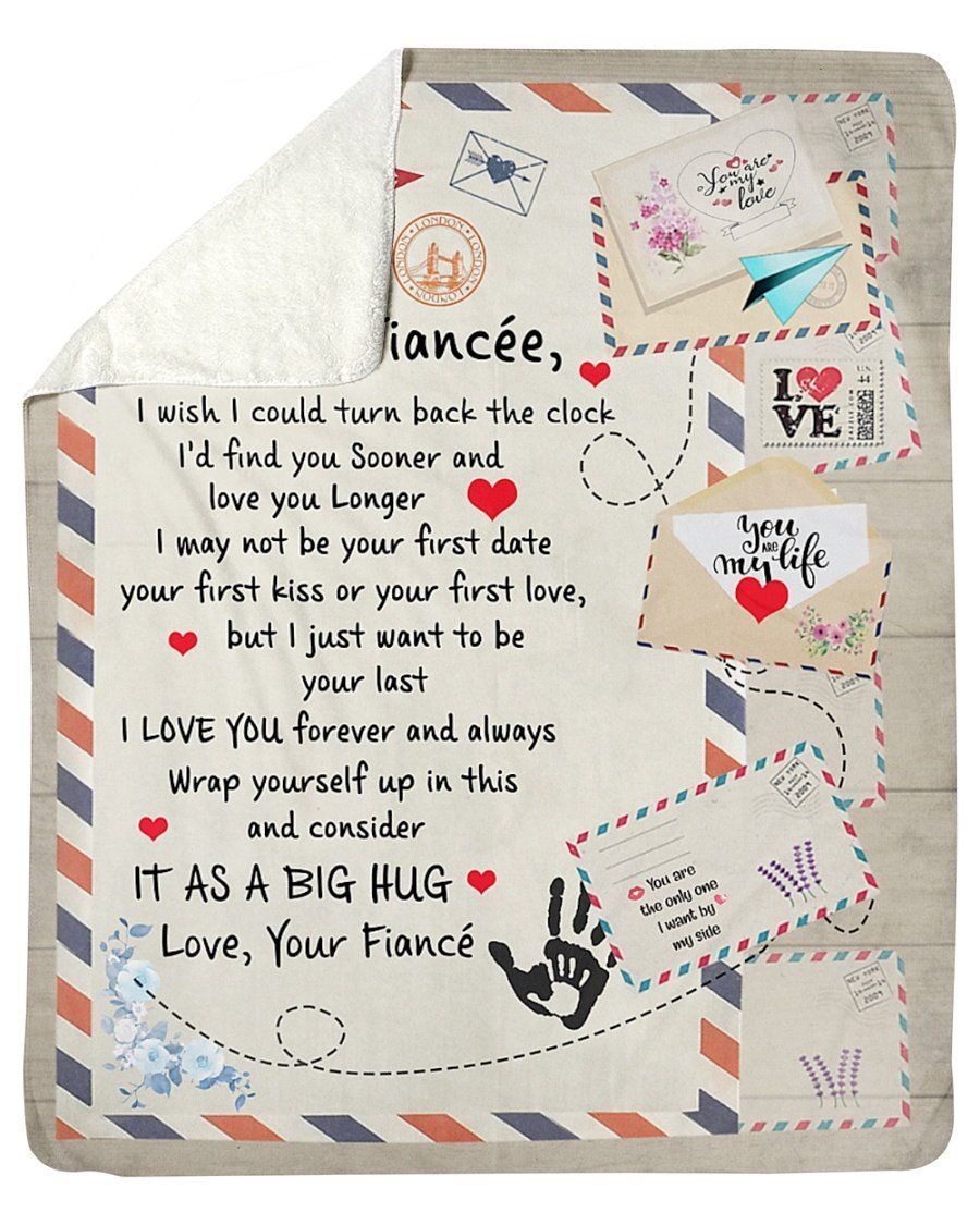 To My Fiancée Love You Longer Air Mail Envelop Fleece Blanket Sherpa Blanket