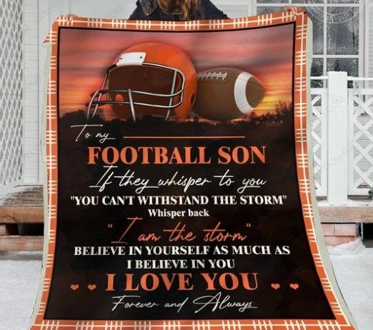To My Football Son Sherpa Fleece Blanket