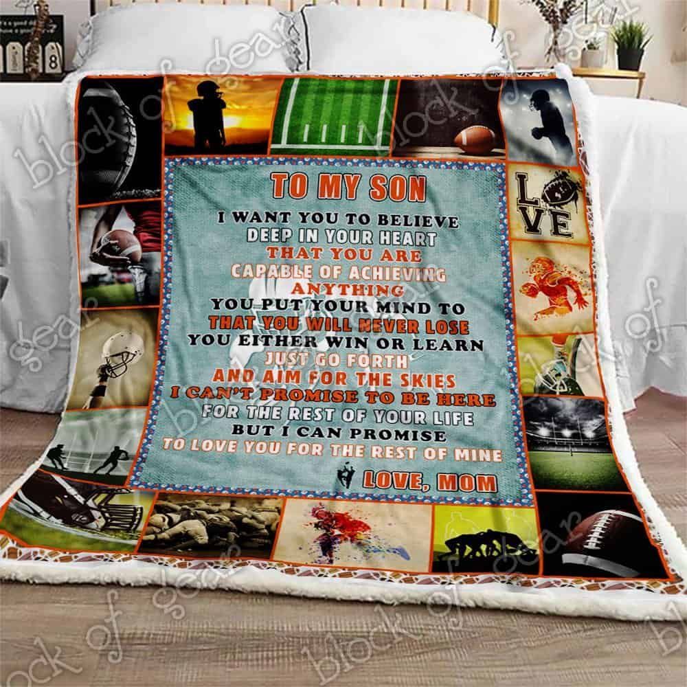 To My Football Son Fleece Blanket