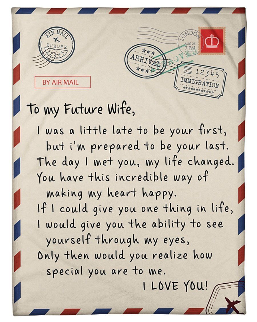 To My Future Wife I Love You Air Mail Envelop Fleece Blanket Fleece Blanket