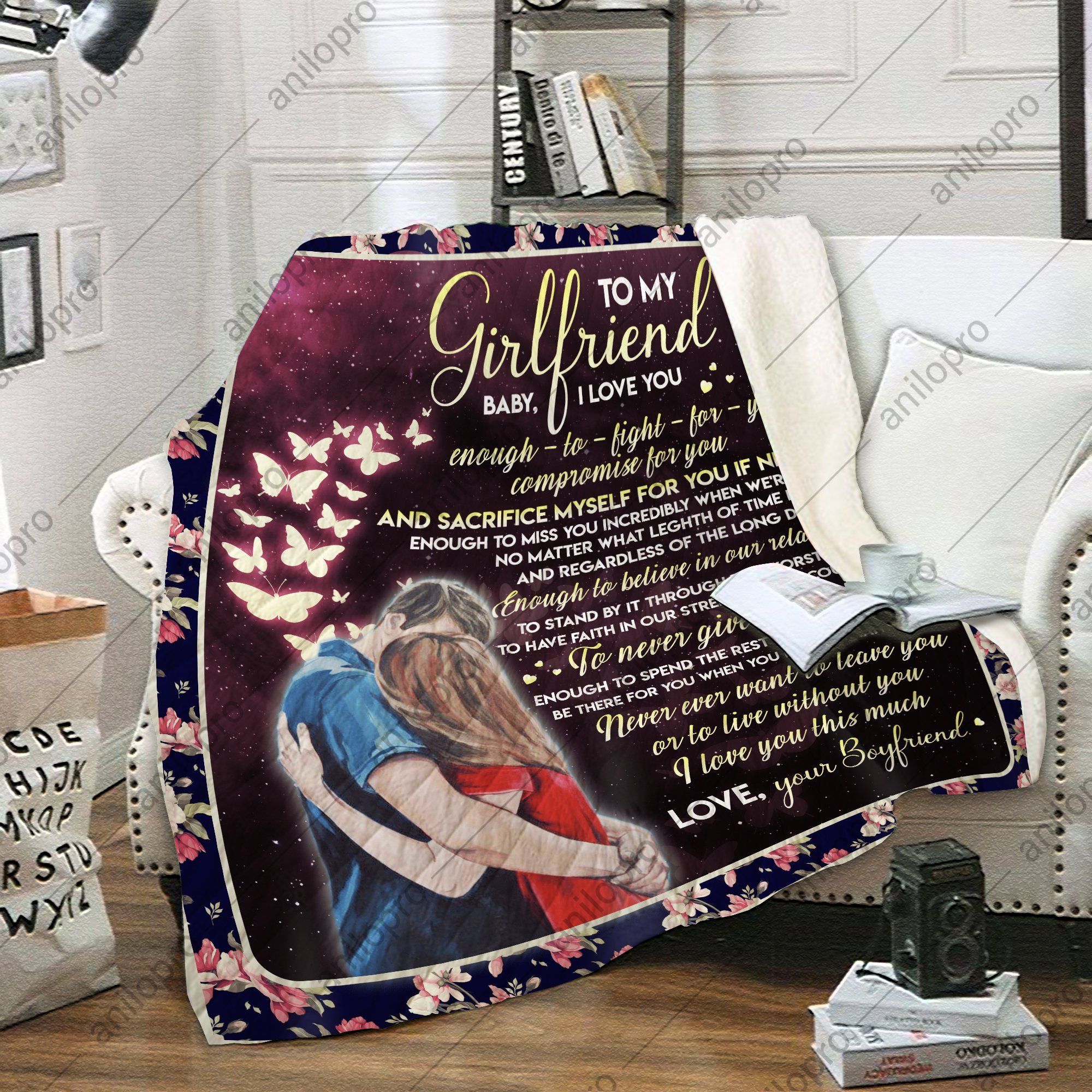 To My Girlfriend Sherpa Fleece Blanket