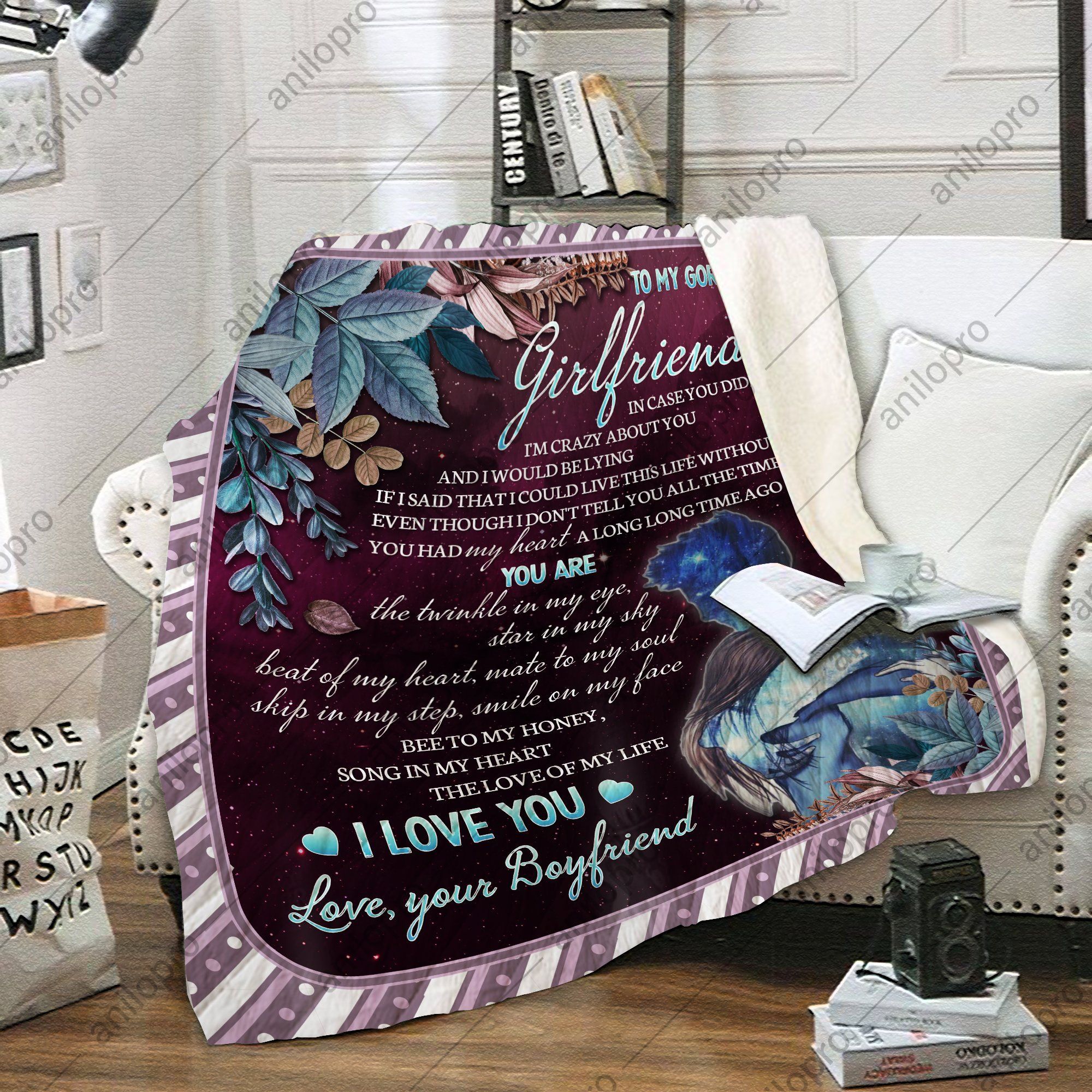 To My Girlfriend Sherpa Fleece Blanket