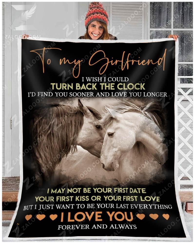 To My Girlfriend Horse Sherpa Fleece Blanket