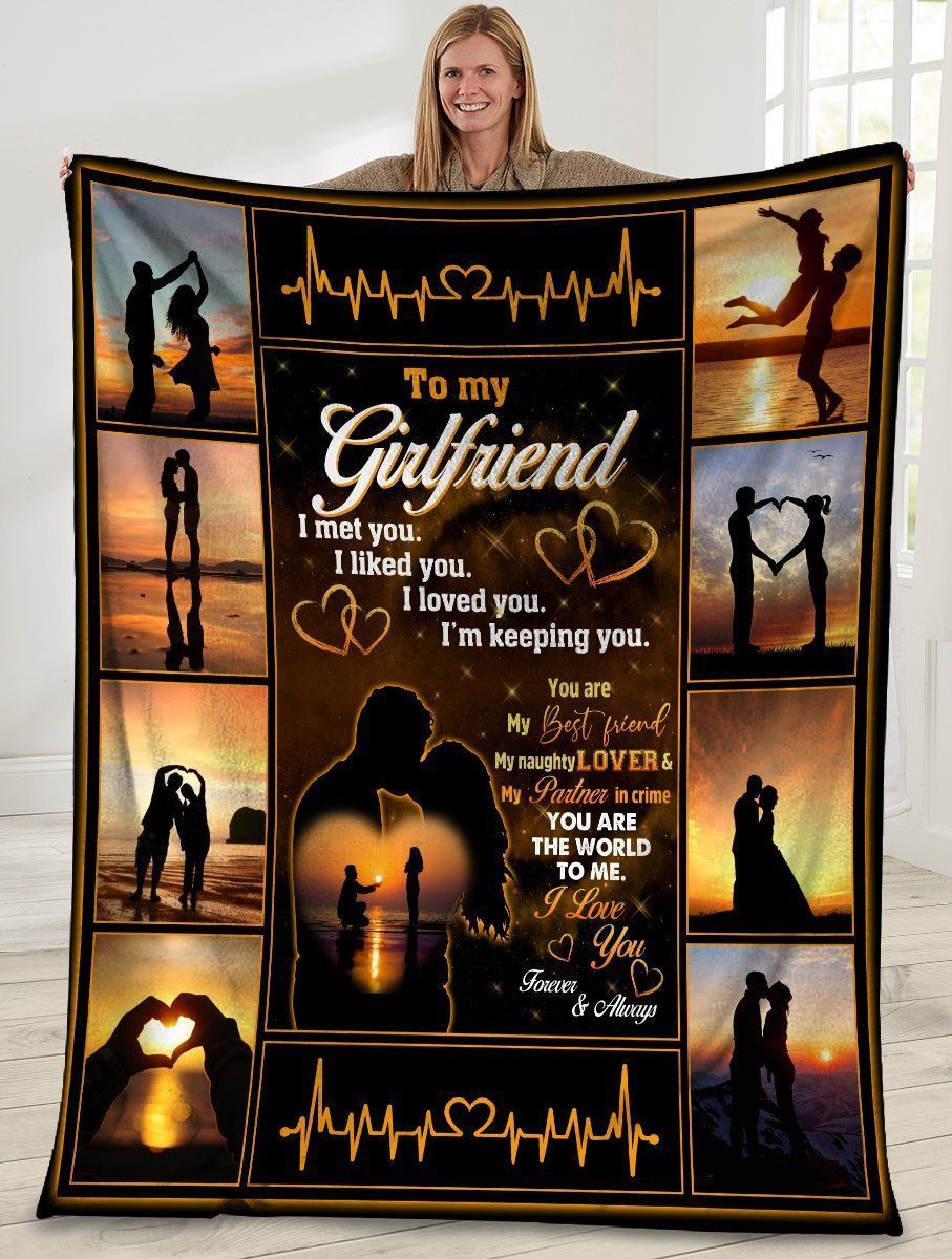 To My Girlfriend I Love You Forever Sunset Fleece Blanket