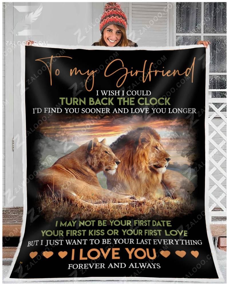 To My Girlfriend Lion Sherpa Fleece Blanket