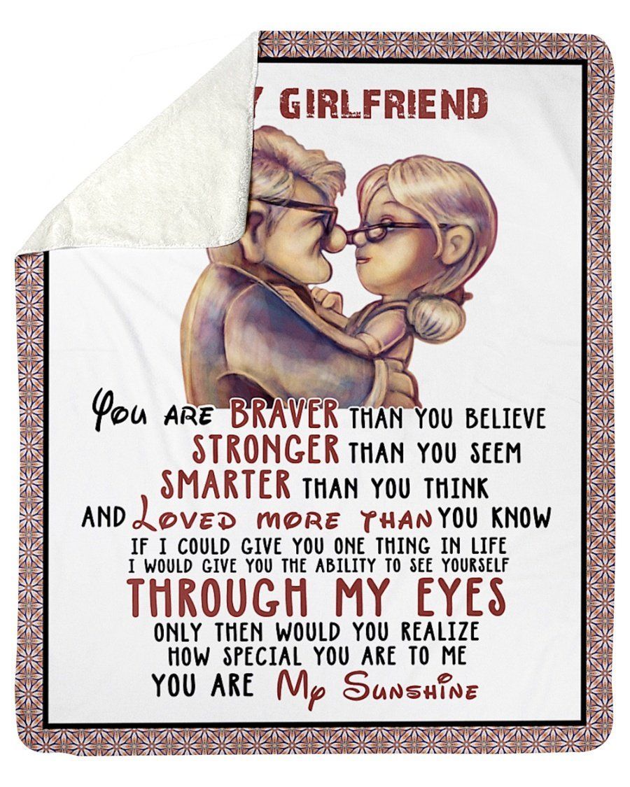 To My Girlfriend Through My Eyes You Are My Sunshine Sherpa Blanket