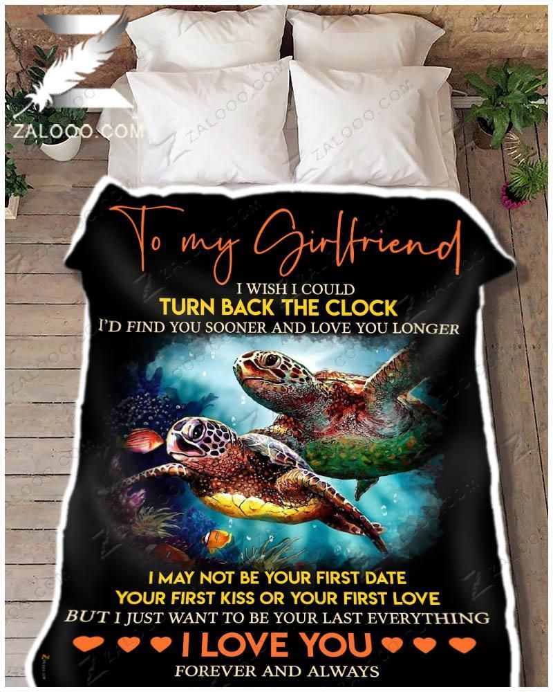 To My Girlfriend Turtle Sherpa Fleece Blanket
