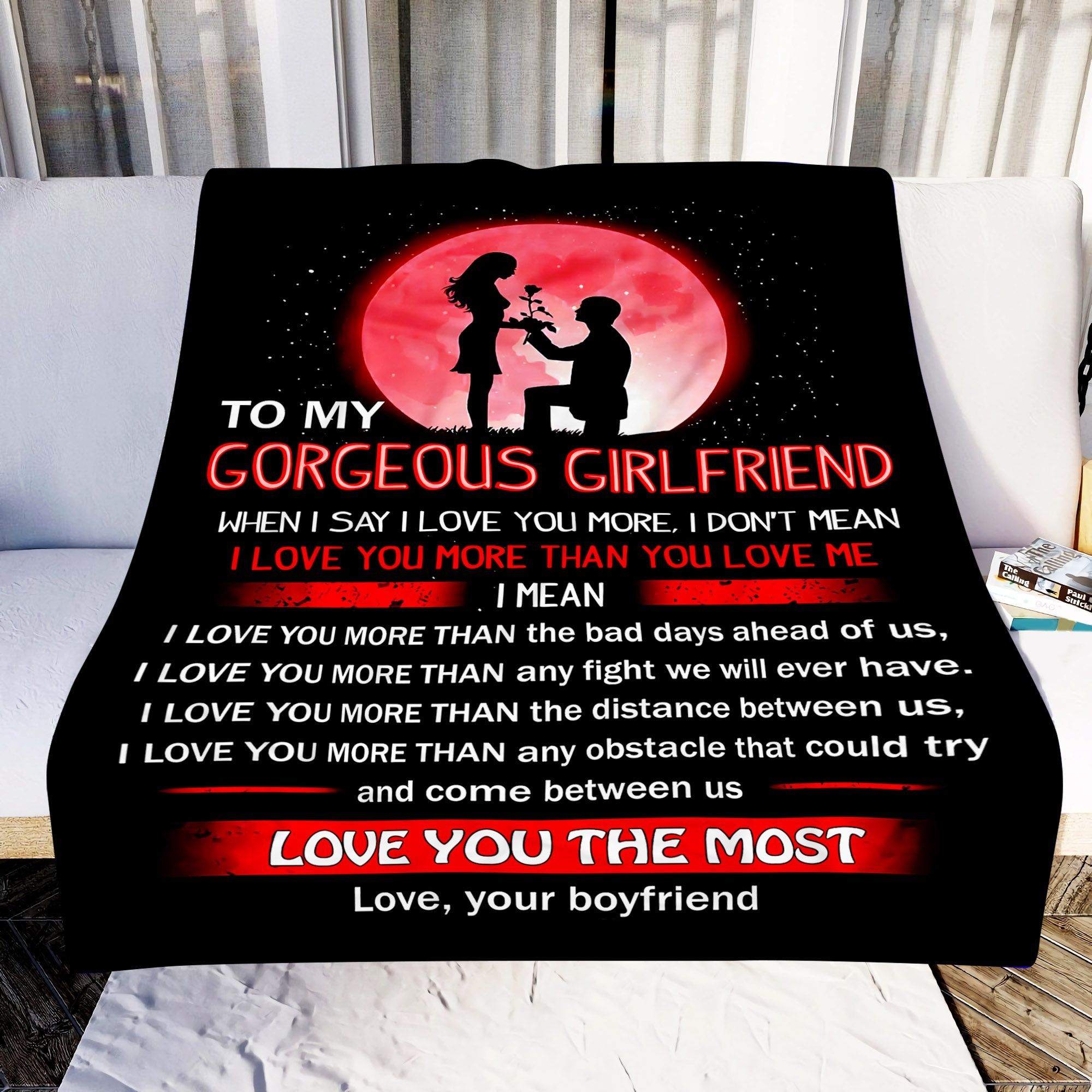 To My Gorgeous Girlfriend Love You The Most Sherpa Fleece Blanket