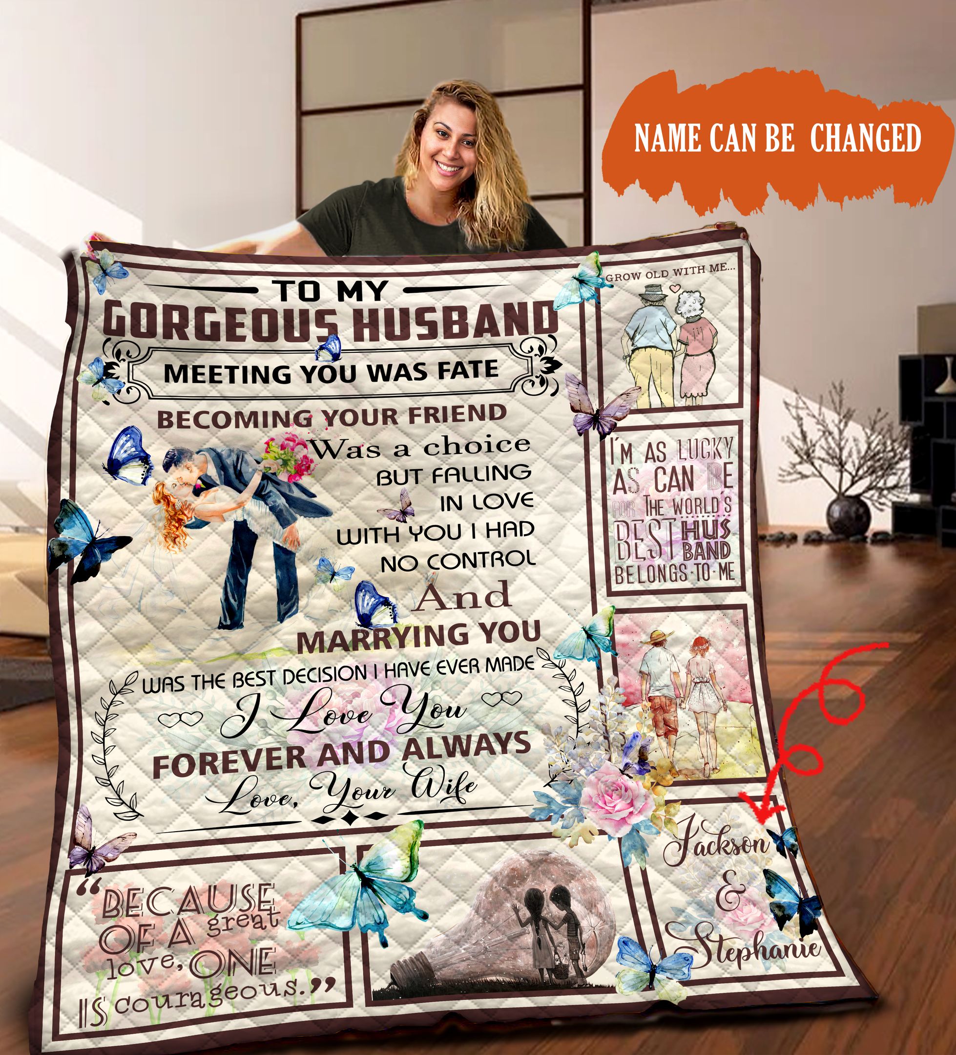 To My Gorgeous Husband Personalized HHH171105NA Quilt Blanket