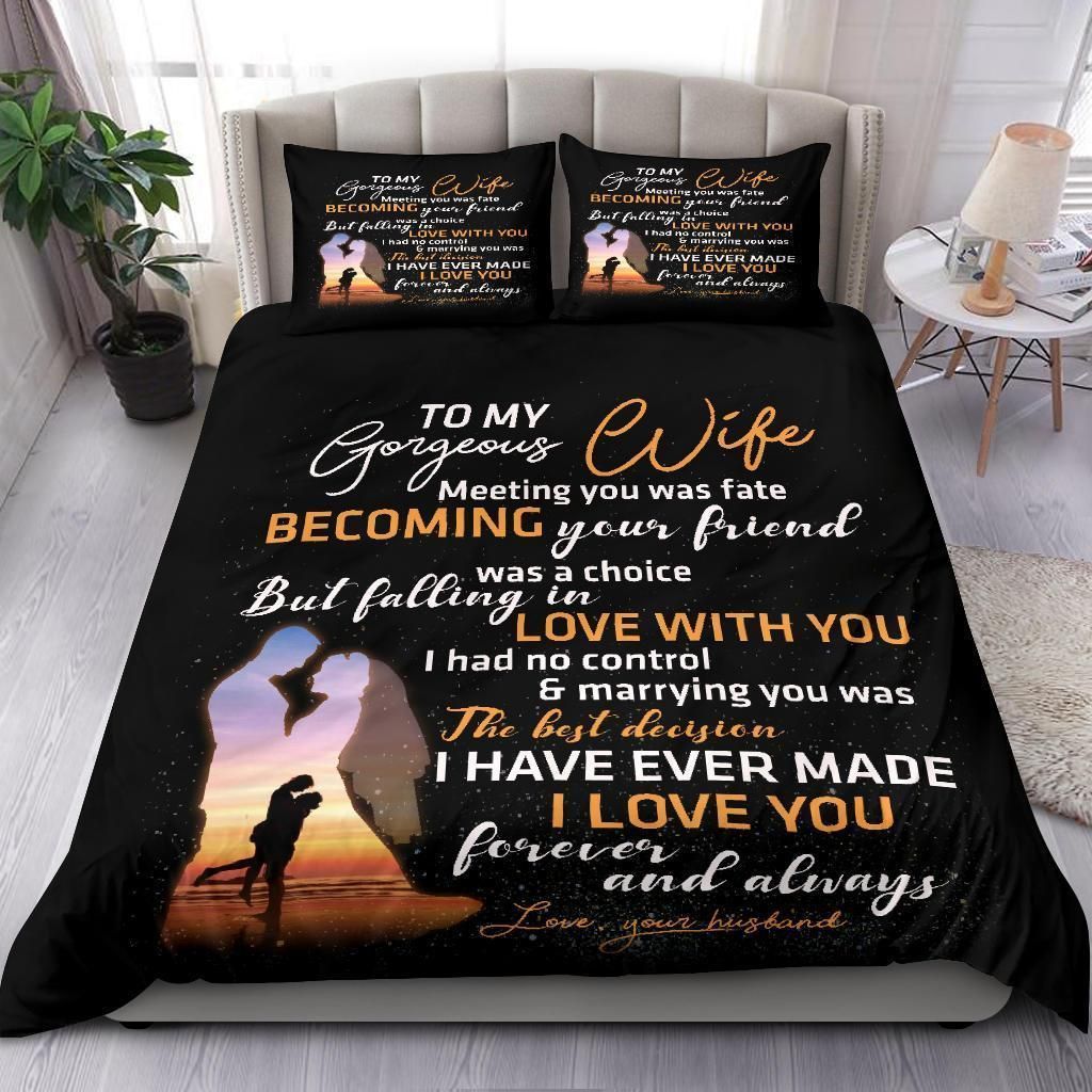 To My Gorgeous Wife Falling In Love With You Bedding Set