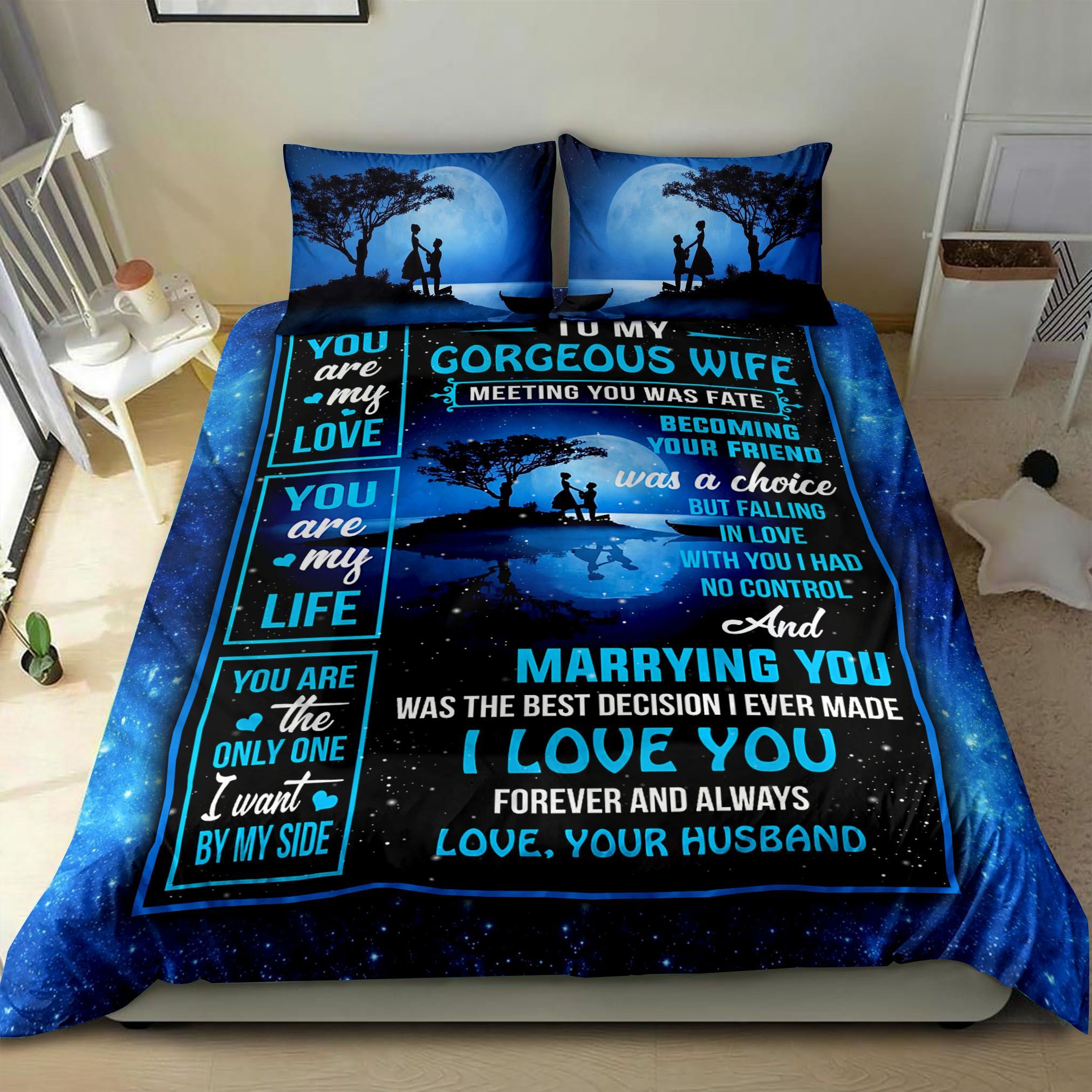 To My Gorgeous Wife I Love You Bedding Set
