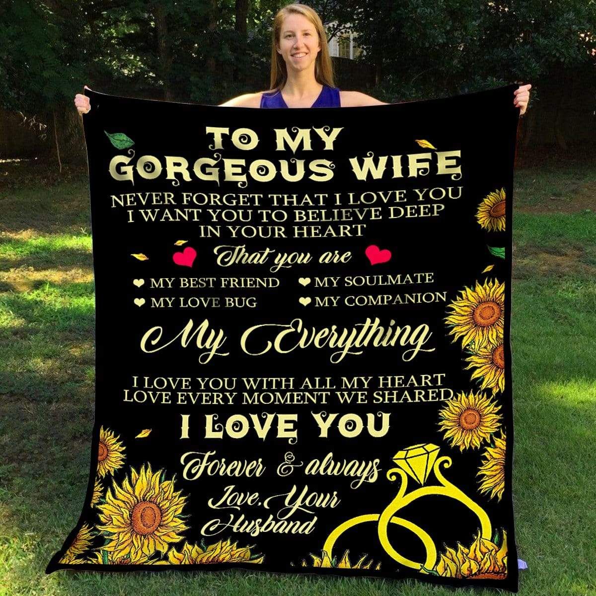 To My Gorgeous Wife Fleece Blanket