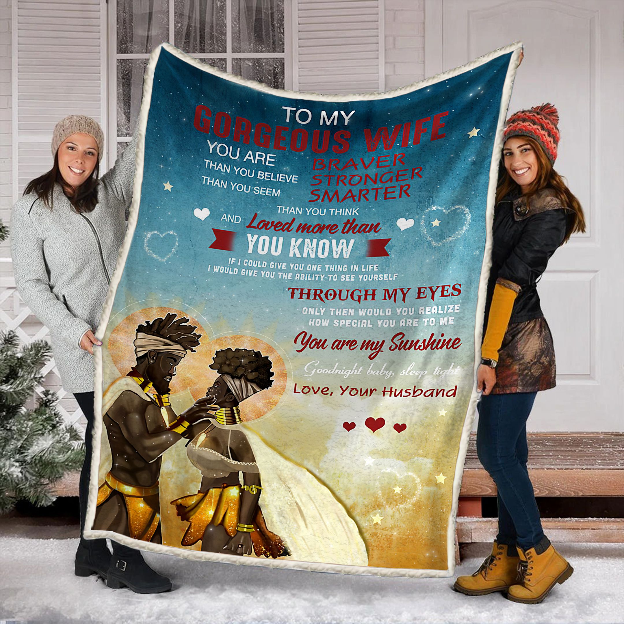 To My Gorgeous Wife Fleece Blanket