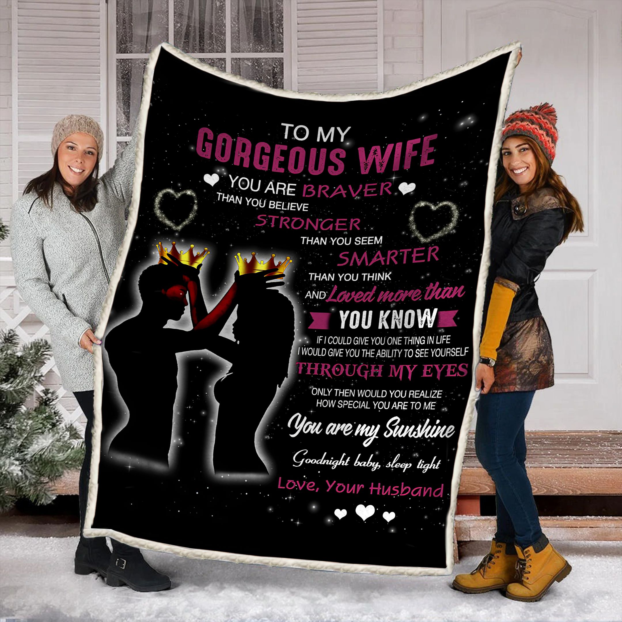 To My Gorgeous Wife Fleece Blanket