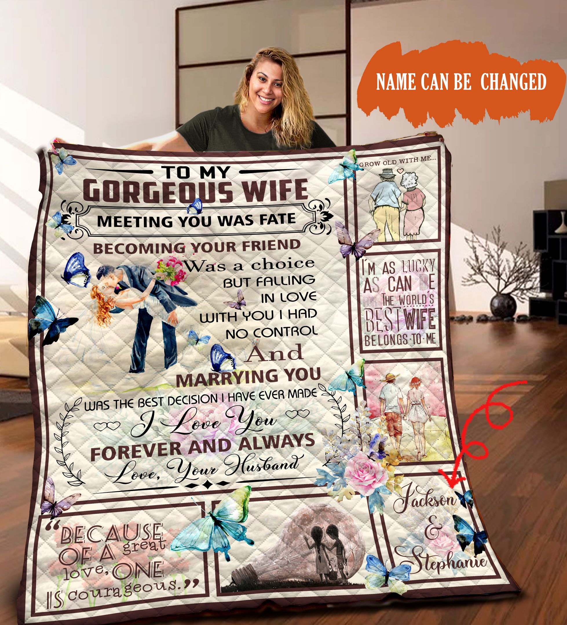 To My Gorgeous Wife Personalized HHH171106NA Quilt Blanket
