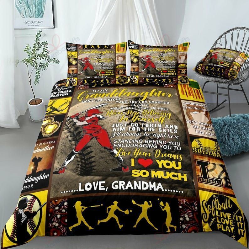 To My Grand Daughter Softball Bedding Set