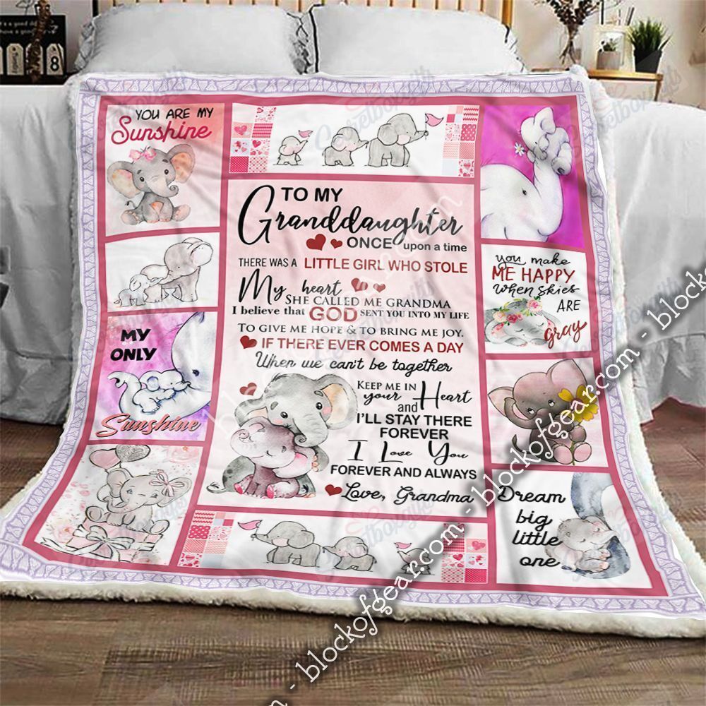 To My Granddaughter Baby Elephant I Love You Fleece Blanket