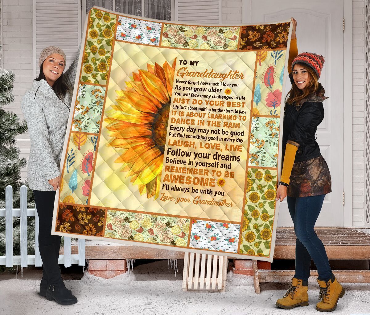 To My Granddaughter Be Awesome Quilt Blanket Dhc09121194Dd