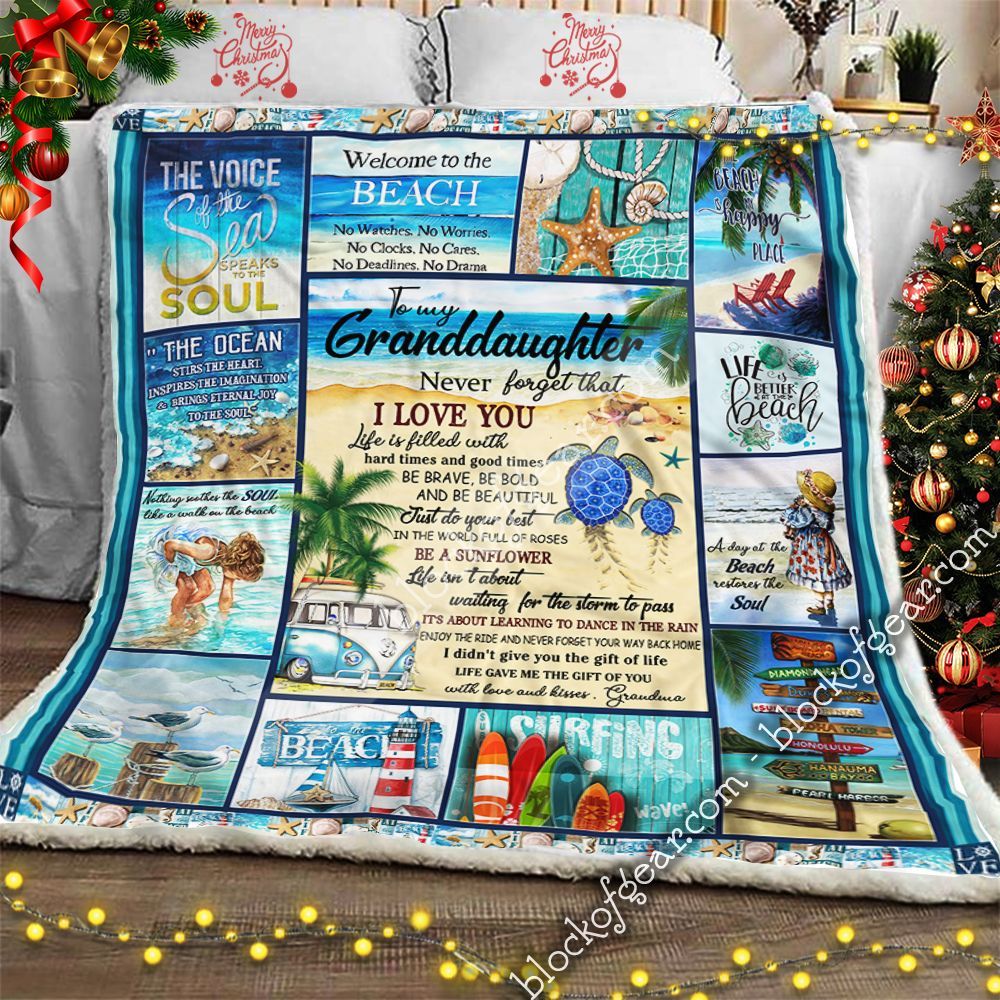 To My Granddaughter Beach Sherpa Fleece Blanket