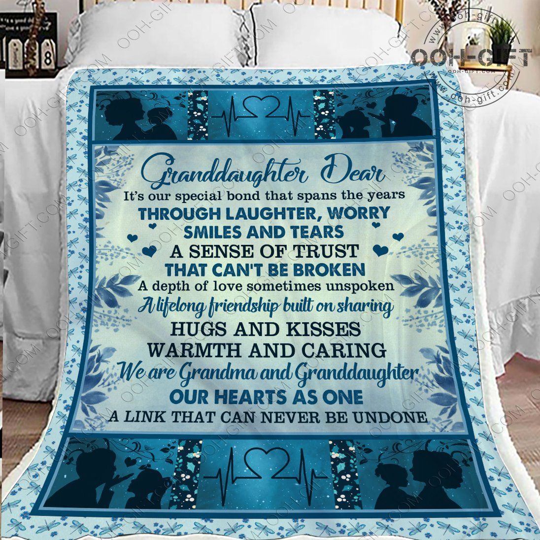 To My Granddaughter Blue Sherpa Fleece Blanket