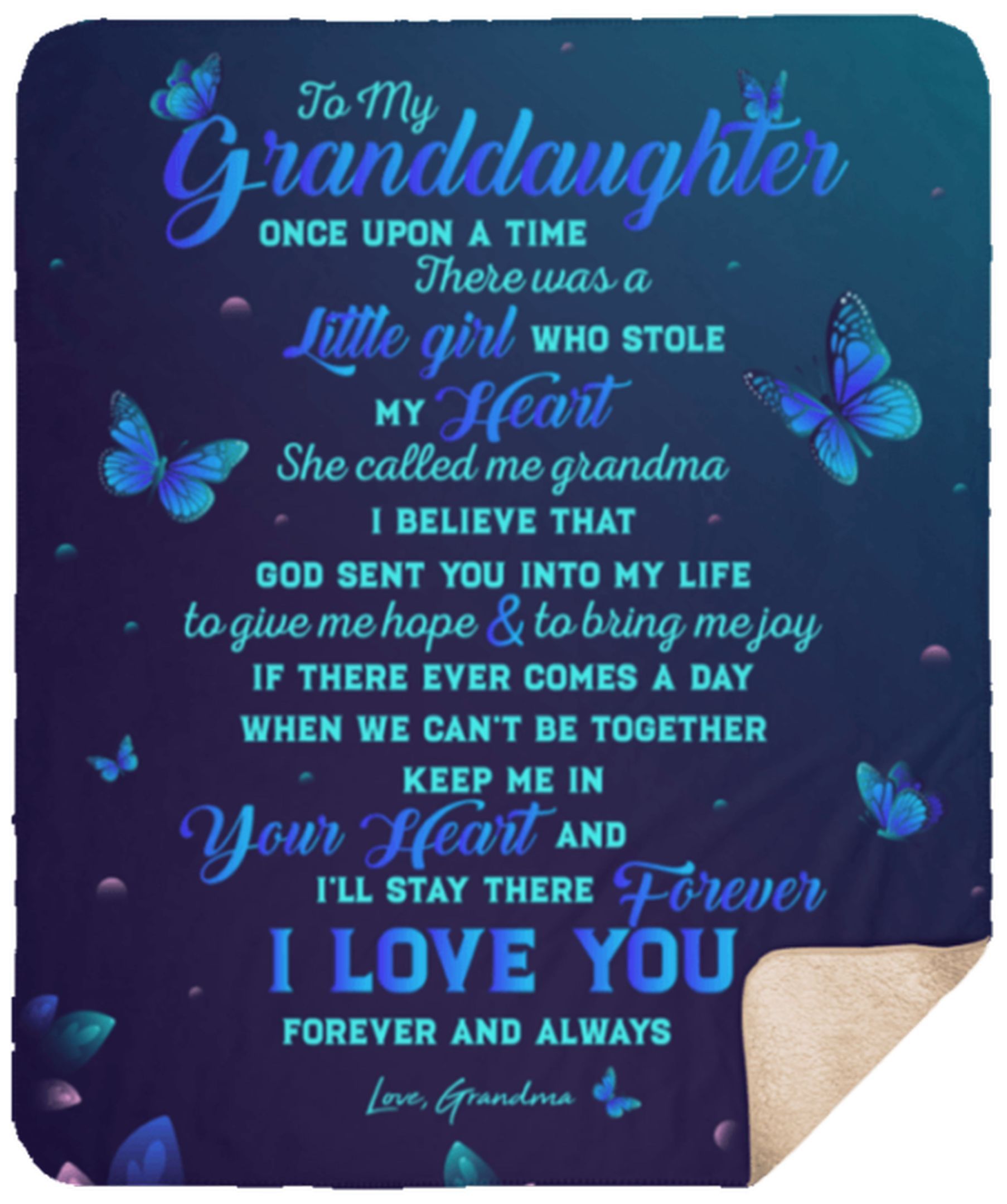 To My Granddaughter Butterfly Sherpa Fleece Blanket
