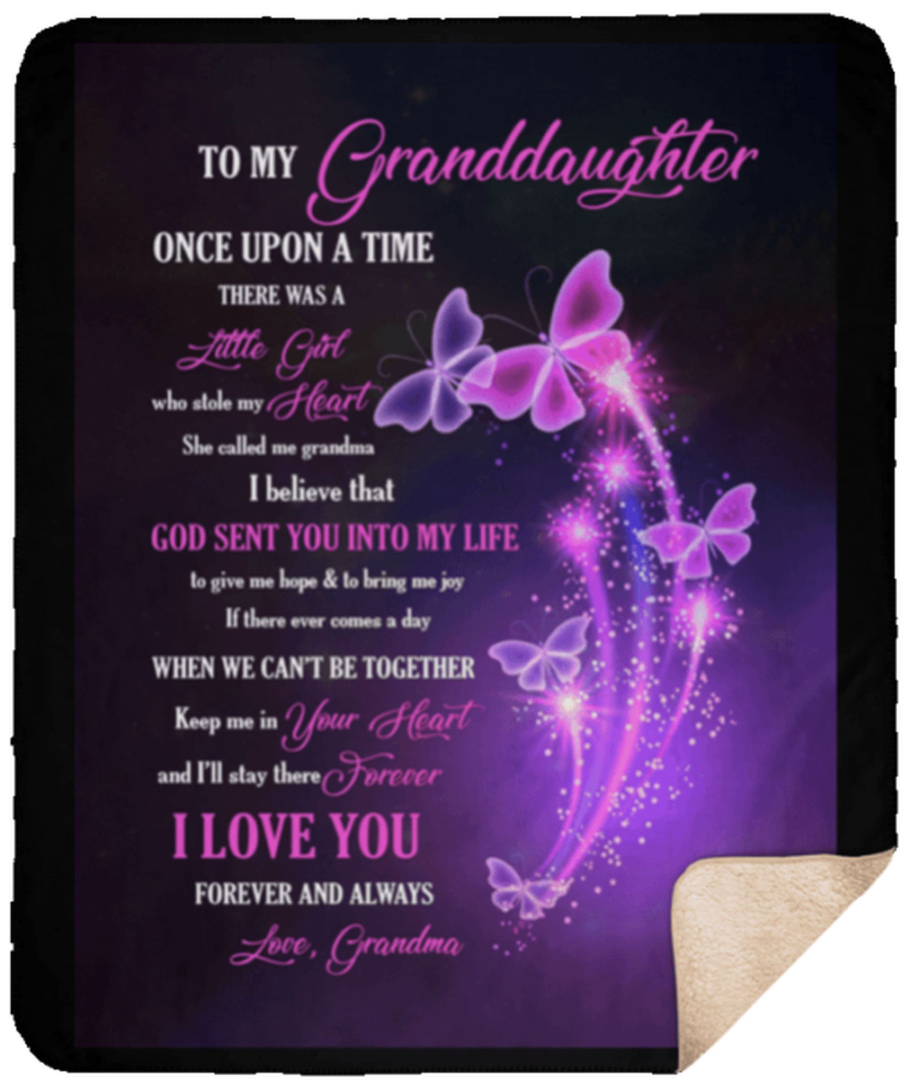 To My Granddaughter Butterfly Sherpa Fleece Blanket