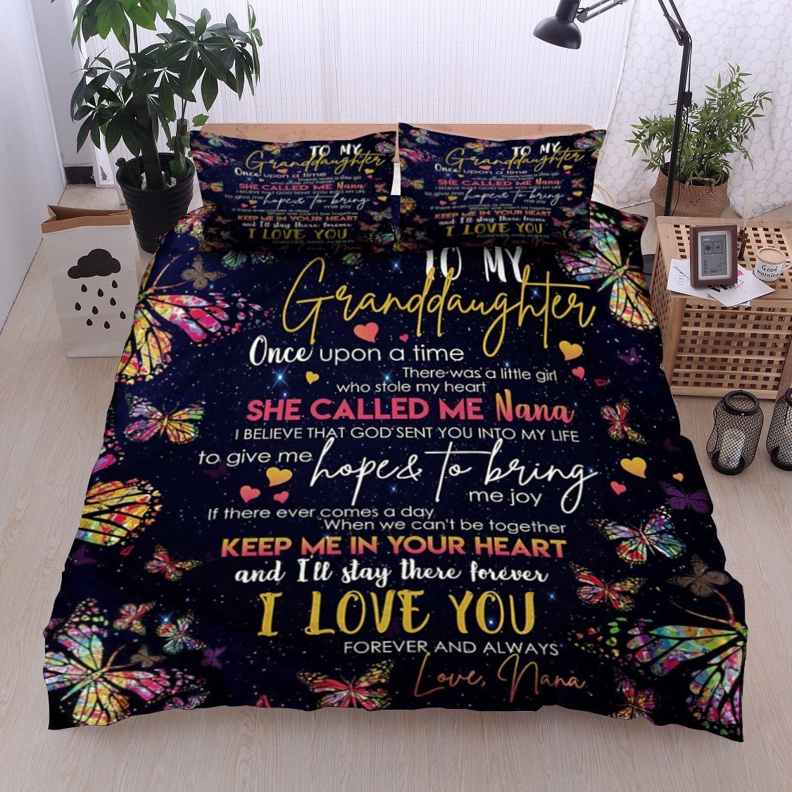 To My Granddaughter Butterfly Bedding Set