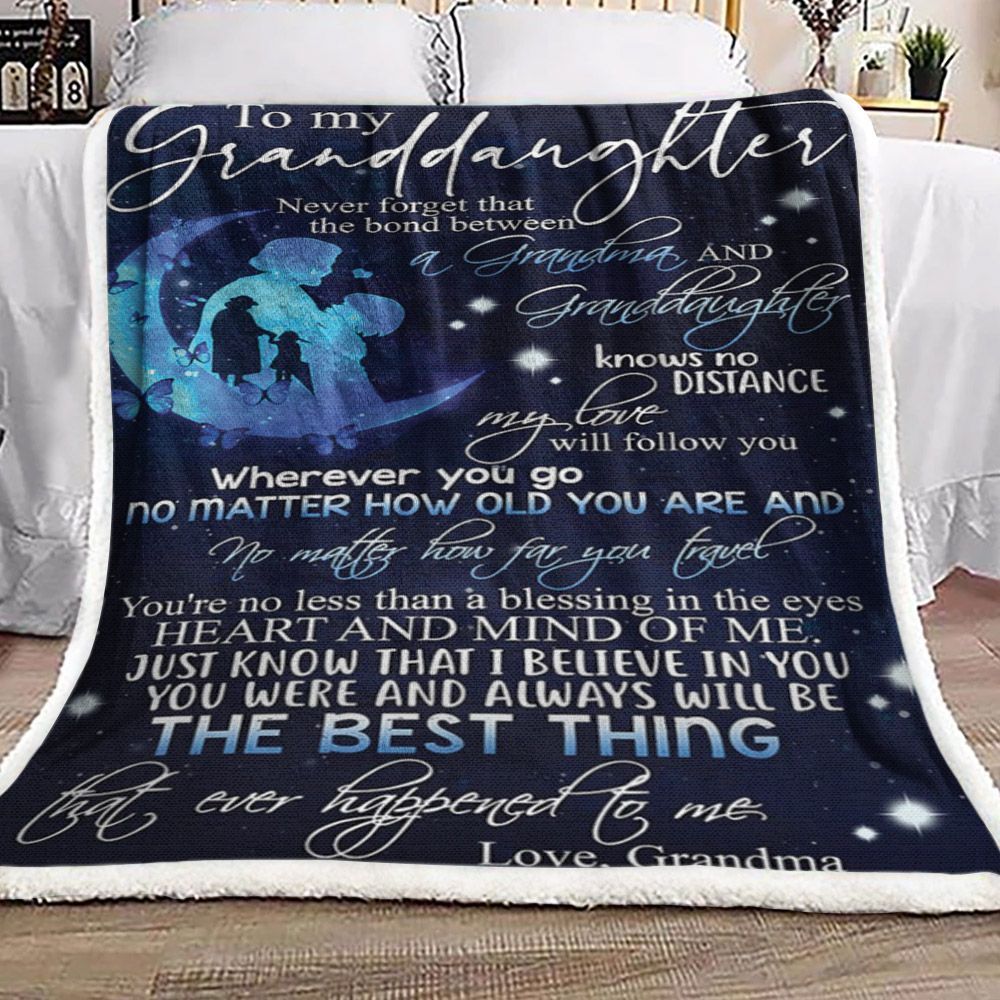 To My Granddaughter Butterfly Sherpa Fleece Blanket